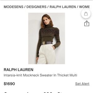 Ralph Lauren Women's Cashmere Multi-Color Intarsia Mockneck Sweater